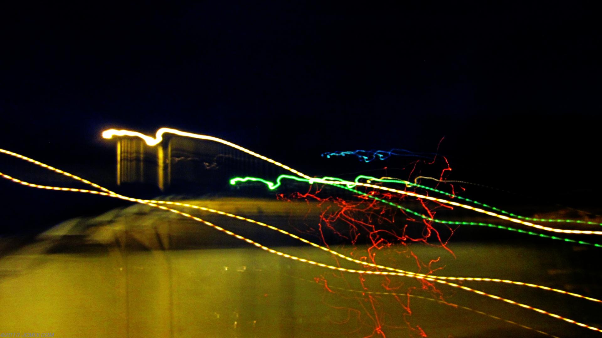 HS300 Whole roof view chimney sparks abstract light show